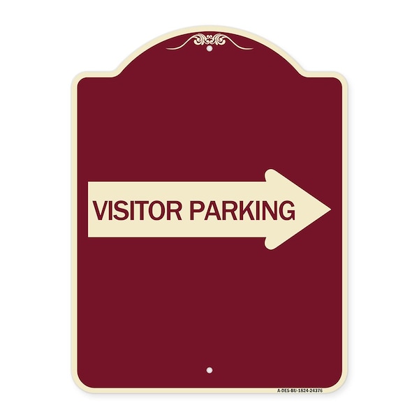 Visitor Parking With Right Arrow Heavy-Gauge Aluminum Architectural Sign, 24" x 18", BU-1824-24376